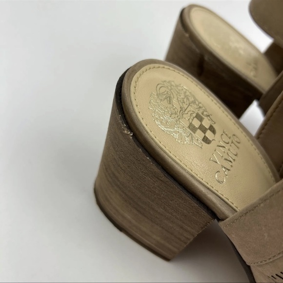 Vince Camuto VC-Lavette Brown Leather Open Toe Chunky Heel Slingbacks Womens 9M - Picture 3 of 10